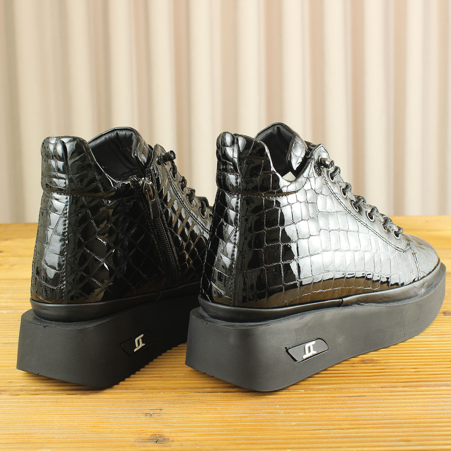 Kadın Boot 2-85 3114-KROKO SIYAH - Image 3
