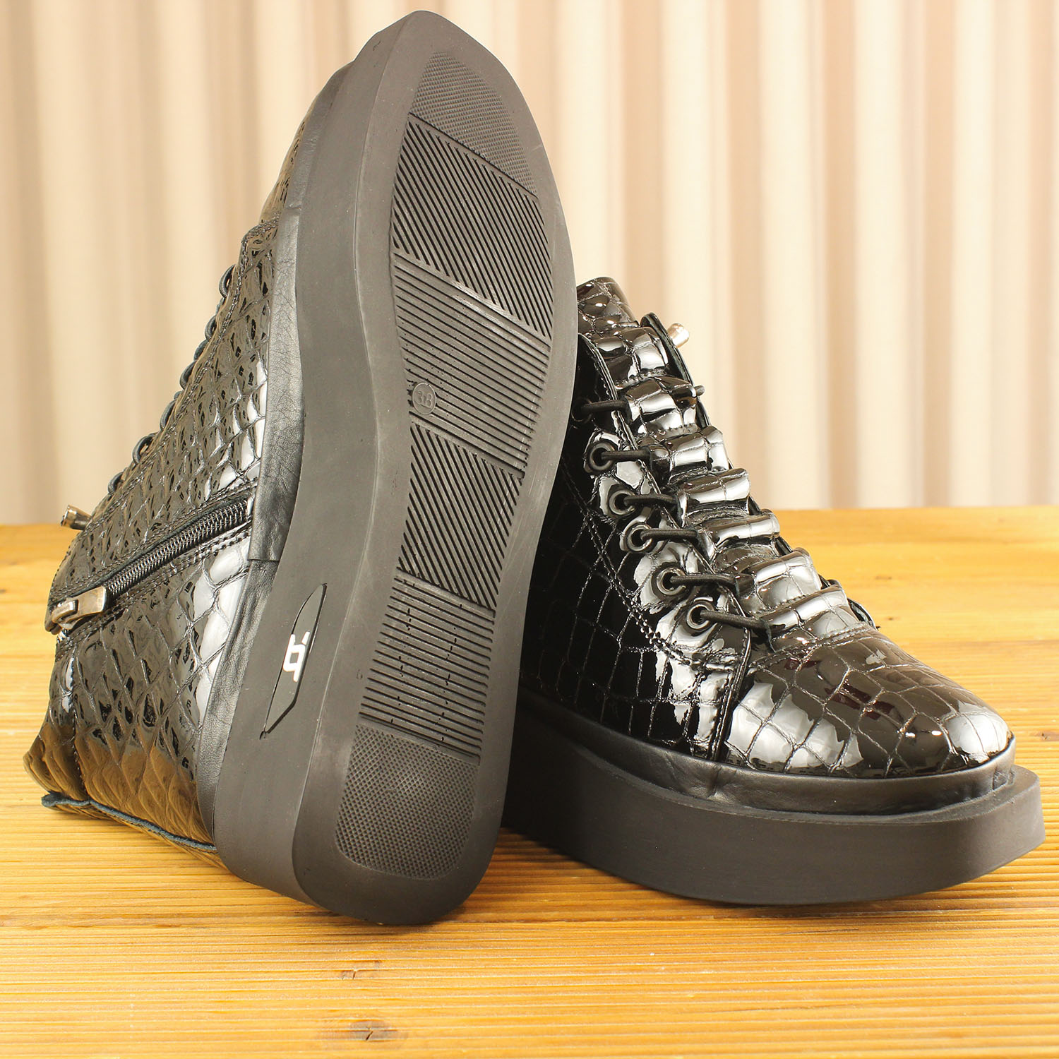 Kadın Boot 2-85 3114-KROKO SIYAH - Image 4